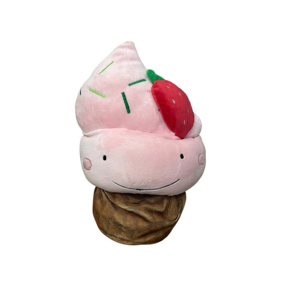 Strawberry Ice Cream Cone Dessert Throw Pillow Squishy